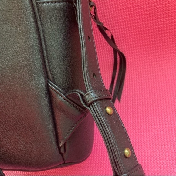 G.H. Bass and Company Small Black Faux Leather Backpack Daypack  12” x 9” - Picture 5 of 12